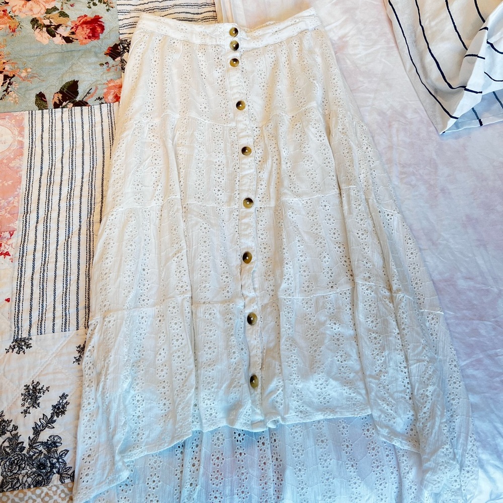 White lace maxi skirt